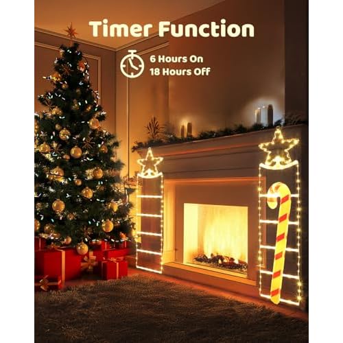 LED Christmas Ladder Lights - 4.2ft Christmas Decorative Ladder Lights, Christmas Decorations Lights for Indoor Outdoor, Window, Garden, Home, Wall, Xmas Tree Decor