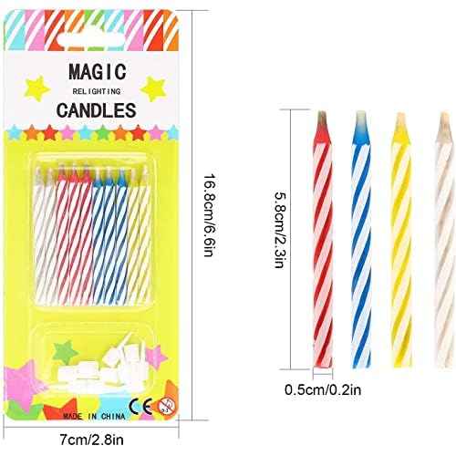 Magic Trick Relighting Candle, 40 Packs Birthday Candles Fun Prank Kit Cake Tricks and Decorations for Birthday, Party, Christmas, Celebration (Multi, 40Pieces)