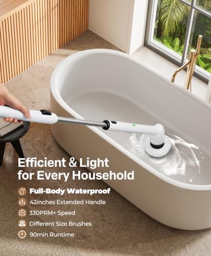 Electric Cleaning Brush Classic Black Waterproof Long Handle - Full Body IPX7