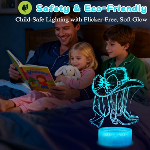Cowgirl Night Light 3D Illusion Lamp with 16 Colors & Remote Control - Color 11