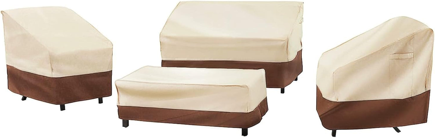 Loriano Patio Furniture Cover Set - 4-Piece Waterproof Heavy-Duty Covers for Lawn & Patio