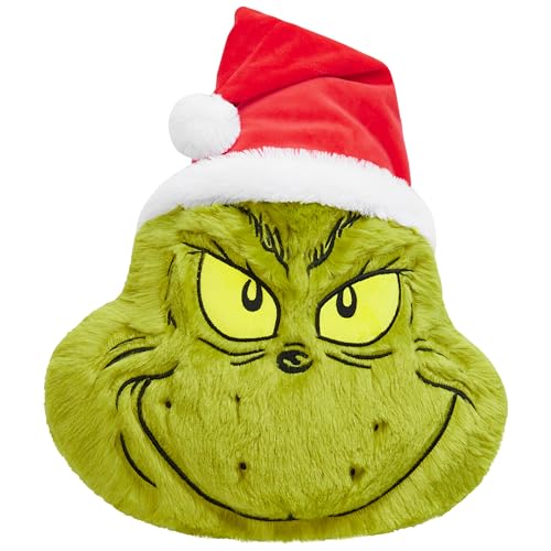 Grinch 3D Plush Pillow Cushion for Christmas Decor, 21x14 Inches