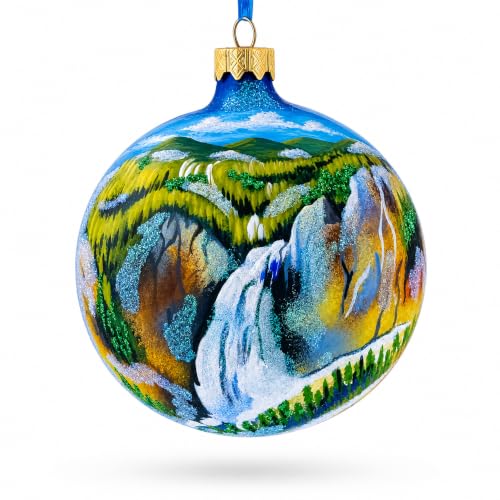 BestPysanky Yellowstone National Park Glass Christmas Ornament 4 Inch