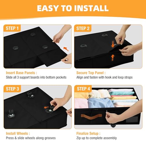 Under Bed Storage with Wheels - Large Capacity Closet Organizer for Clothes Shoes Toys