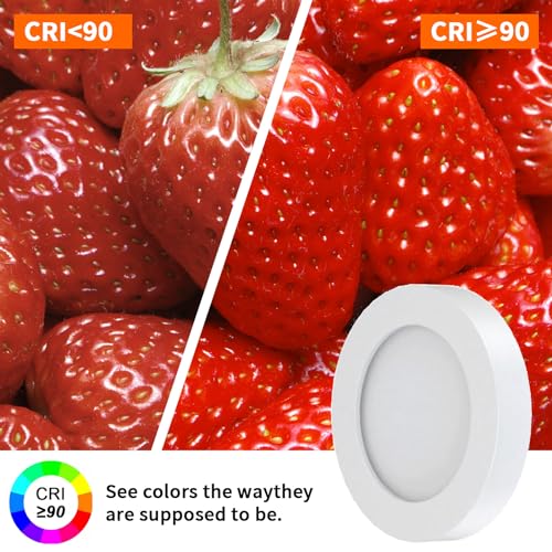 VST 6 Pack Under Cabinet Puck Lights with Dimmable CCT 3000K-6000K Touch Switch