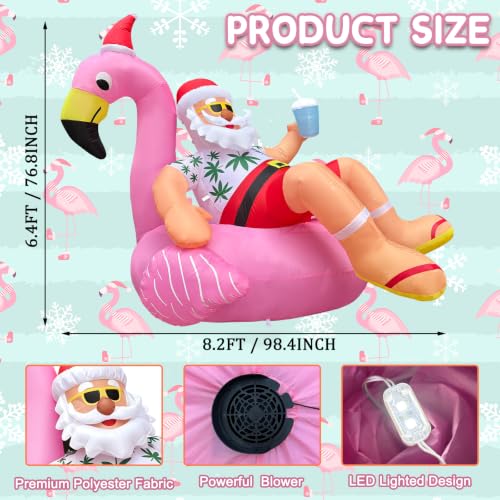 8.2 FT Hawaiian Santa on Flamingo Pool Float Christmas Inflatables