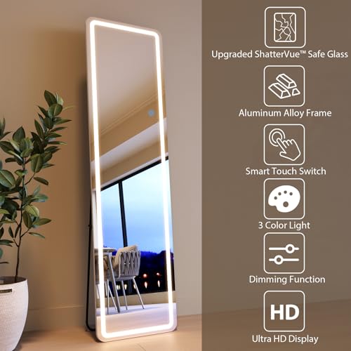 60" x 16" Rectangle Full Length Mirror with Lights for Bedroom