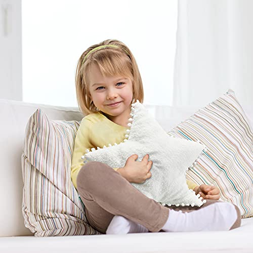 Jetec 2 Pieces Star Pillow Moon Shaped Pillow Creative Star Moon Plush Pillows Soft Decorative Nursery Pillow Set for Kids Girls Boys Birthday Baby Shower (White)