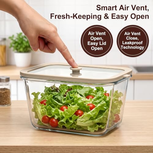 Encheng 2 Pack 82oz Glass Food Storage Containers with Airtight Lids