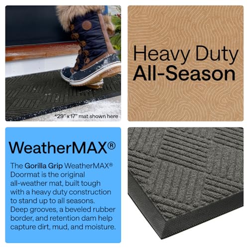 GORILLA GRIP WeatherMAX Indoor/Outdoor Door Mat 35x23 Gray Diamond