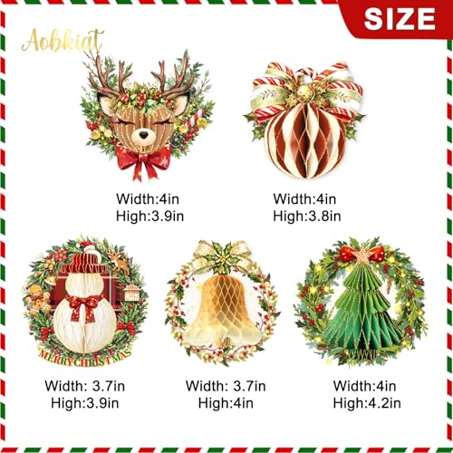 AOBKIAT Christmas Honeycomb Decorations Set - Red, Green, Gold Holiday Ornaments