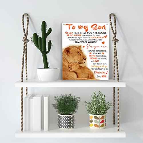 To My Son Wooden Hanging Sign from Mom Son Gifts Family Wall Decor for Bedroom Living Room Birthday Christmas Thanksgiving Gifts for Son Wall Art Gifts for Boys Room 8 x 10 Inches