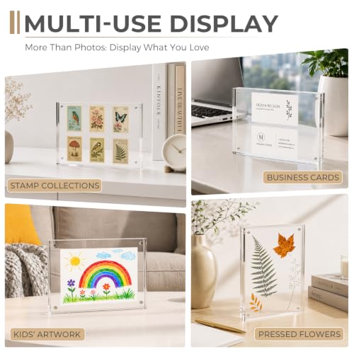 5x7 Acrylic Picture Frame Set - 5 Pack Thicker Frameless Double-Sided Display