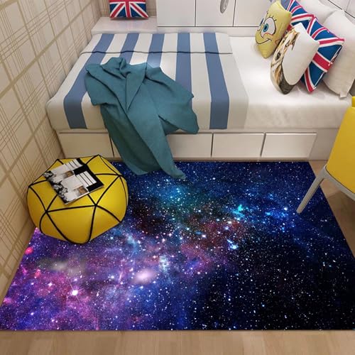 Galaxy Space Starry Sky Area Rug 5x7 Feet for Kids Bedroom Living Room - Blue & Purple Variation of Multi1