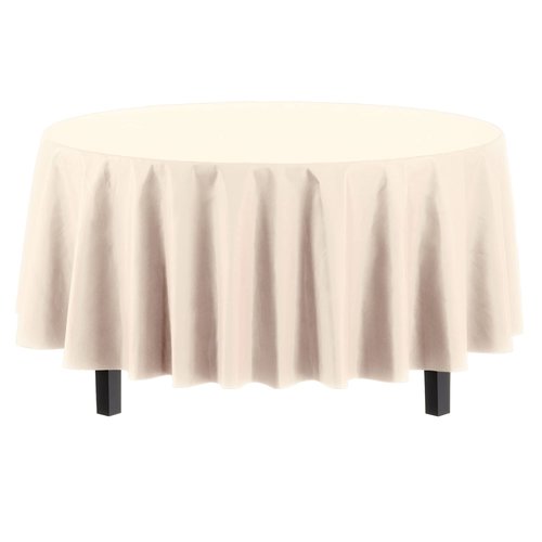 Exquisite 12-Pack Premium Plastic Tablecloth 12-Pack Premium Plastic 84-Inch Round Tablecloth, Ivory
