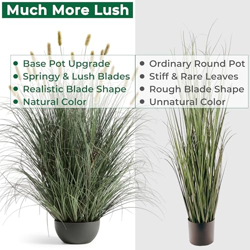 4ft Potted Onion Grass Artificial Plant - Extra Lush Greenery, Realistic Faux Foliage, Indoor Outdoor Decor - Yellow Variation