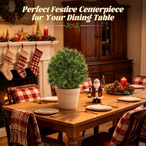 Yangrass 2PCS Buddhist Pine Topiary Trees with Ground Spike for Christmas Decor