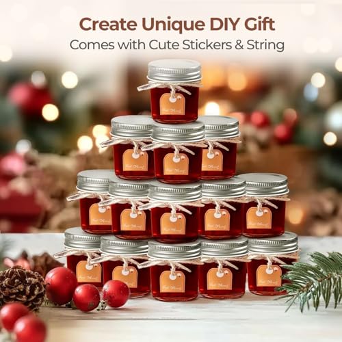 ComSaf 2 oz Mini Mason Jars Bulk Set with Lids, Small Mouth, 48 Pack