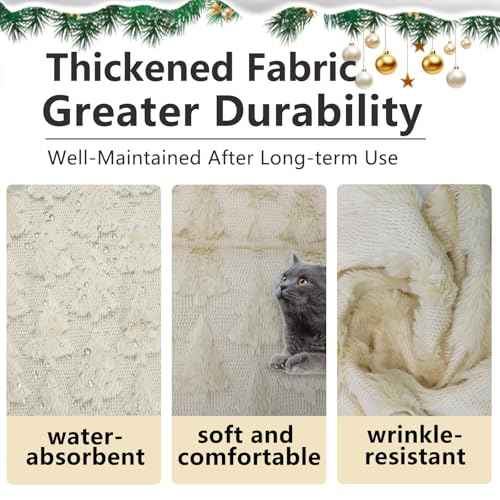 Christmas Table Runner 13x72 Inch, Christmas Trees Table Decorations for Kitchen Dinning, Indoor Outdoor Dinner Party Decor (Beige)