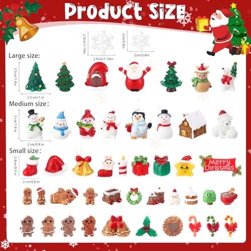Christmas Mini Figurines Set - 65 Resin Holiday Decorations for Crafts & Mini Landscapes