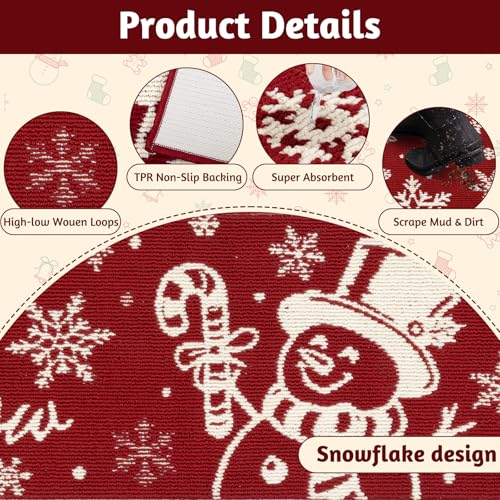 Findosom Christmas Kitchen Rugs Set of 3 Snowflake Snowman Snow Tree 20"x32" + 20"x48" + 20"x59"