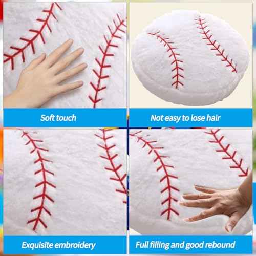 Baseball Sports Pillow Fluffy Soft Throw Pillow Toy £¬14" Durable Sport Baseball Plush Toys,Plush Toys Gift for Kids Boy Girls Children Room Decoration