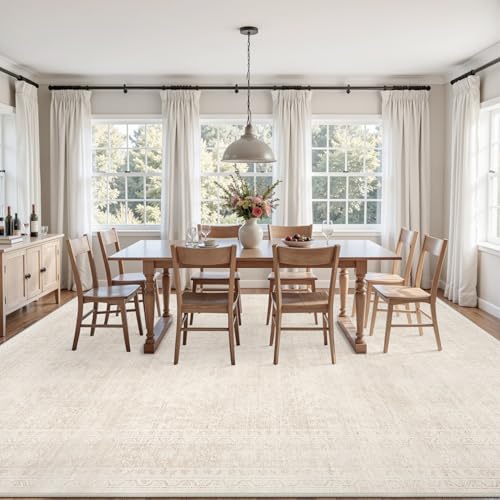 Luxturiy 8x10 Beige Area Rug for Living Room & Bedroom, Washable, Non-Slip