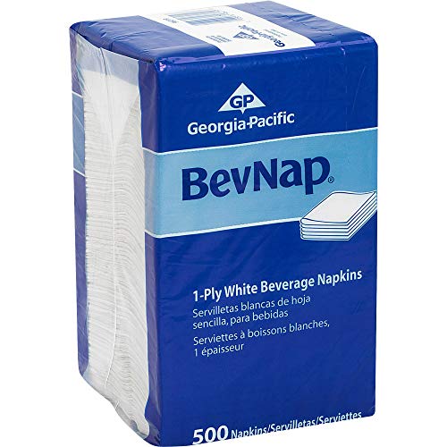 Georgia-Pacific Dixie 1-Ply Beverage Napkins - 8 Pack, White, 500 Napkins Per Pack, 4,000 Total - Disposable, Absorbent, Commercial Use