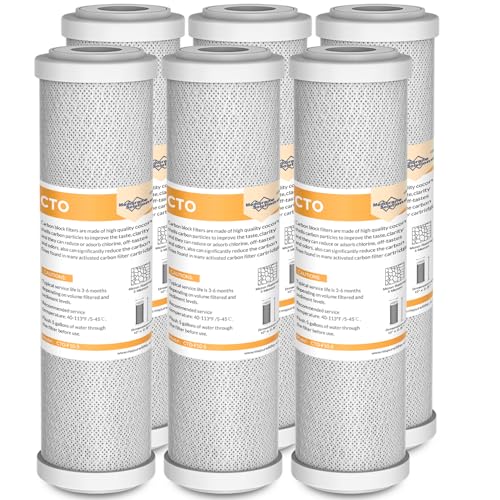 Membrane Solutions 5 Micron 10" x 2.5" CTO Carbon Block Water Filter Pack of 6