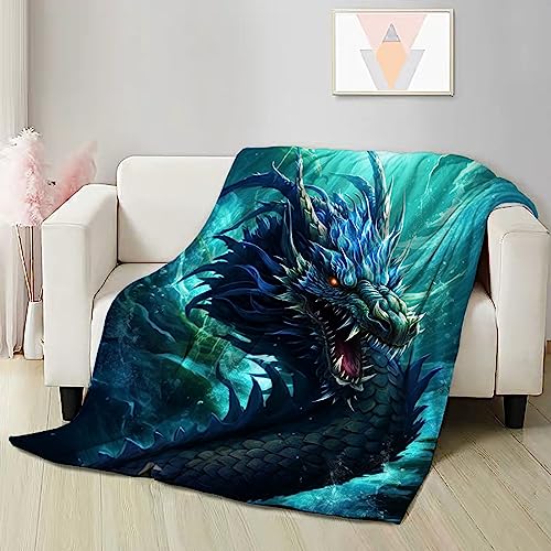 Blue Dragon2 Flannel Blanket for Kids 40x50 Inches - Soft Sofa Bed Throw Gift