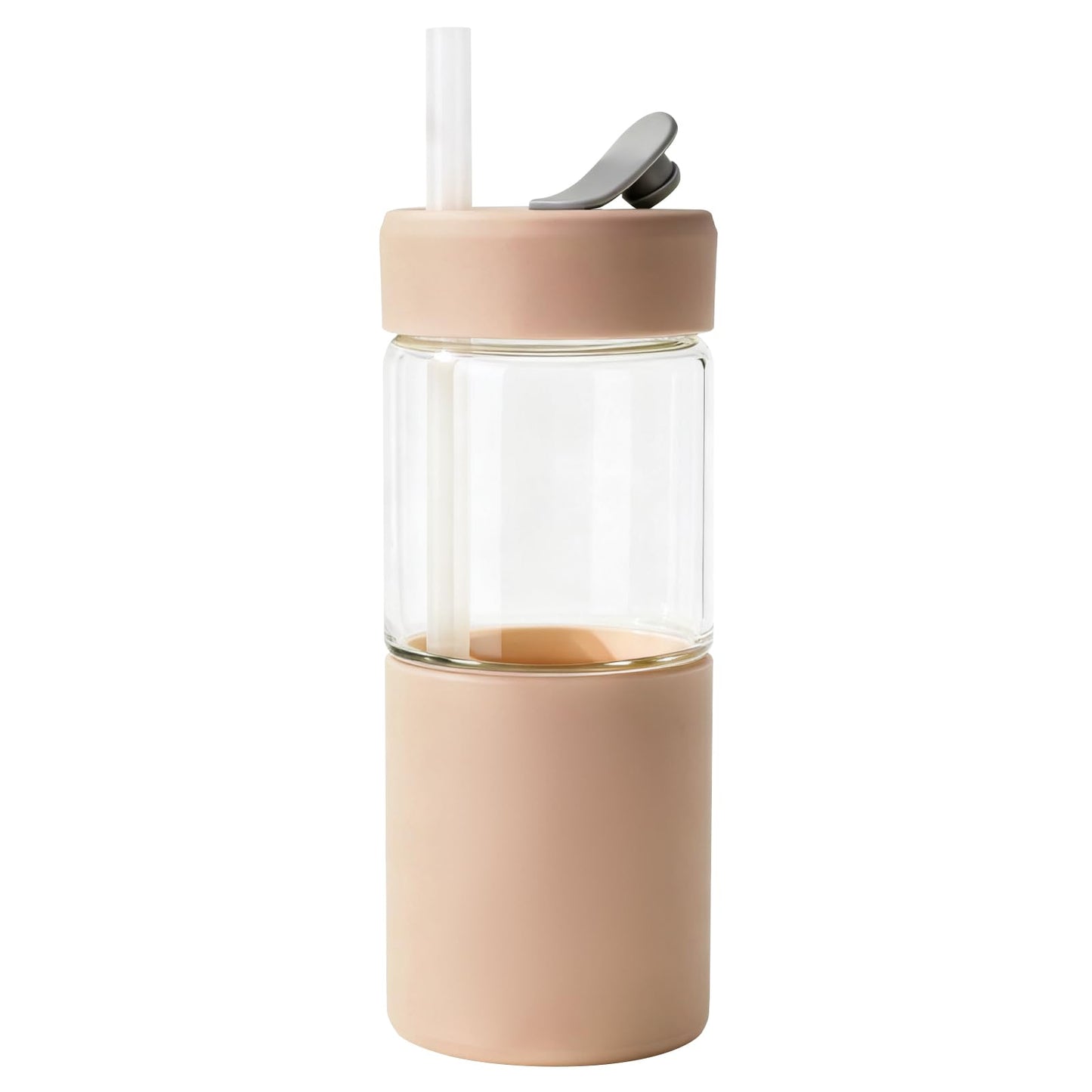 Zenbo 20 oz Glass Tumbler with Silicone Lid & Straw, Reusable Borosilicate Glass Iced Coffee Cup with Silicone Sleeve, Leak-Proof BPA-Free Glass Cup for Smoothies, Juice, Home, Office & Travel