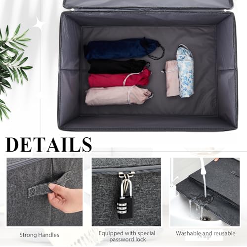 Lockable Toy Storage Box - Gray, 23.6 x 15.8 x 11.8 Inches, Personal Privacy Lock