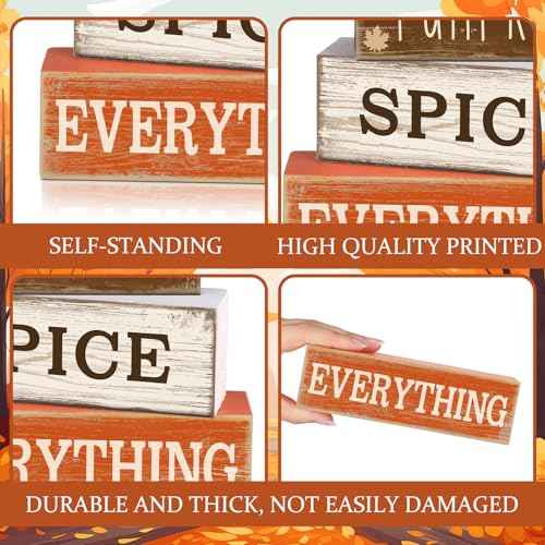 4 Pcs Thanksgiving Decorations for Home Fall Cup Decor Thanksgiving Table Centerpiece Fall Tiered Tray Decor Rustic Wooden Cup Block Sign Gift Farmhouse for Harvest Party Home Kitchen