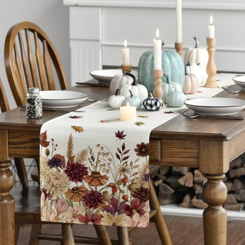 Artoid Mode 13 x 120 Inch Fall Table Runner Beige Polyester Home Decor