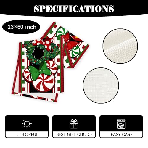 Yarcooly 13×60 Inch Christmas Table Runner Red-Black – New Year Xmas Decor