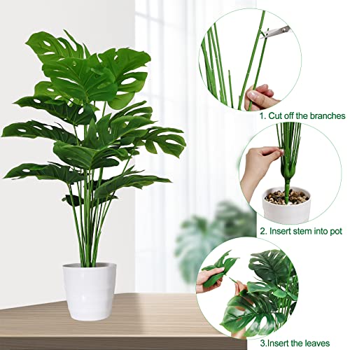 Artificial Monstera Plant Set - 28 Inch Fake Tropical Greenery for Home & Office - Variation of THIS Listing