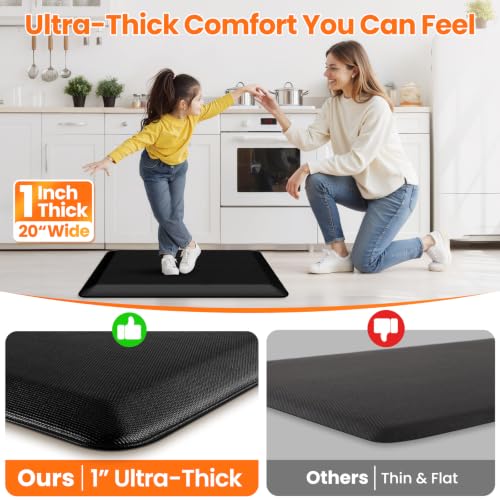 Black 1-Inch Thick Anti-Fatigue Mat for Kitchen & Standing Desk - 20x32 Inches - Variation of THIS listing
