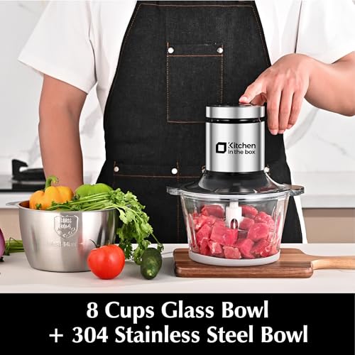 Kitchen in the Box 8-Cup Dual Bowl Food Processor & Meat Grinder, Black