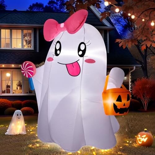 5FT Halloween Ghost Inflatable with Bright LED Lights, Cute Yard Decor - Variation of THIS Listing