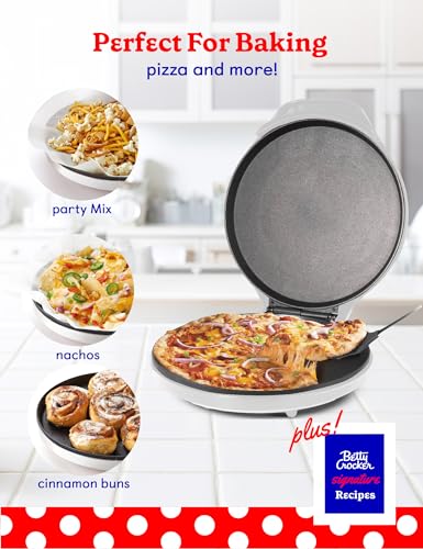 Betty Crocker 12-Inch Pizza Maker Plus Indoor Grill, Full Size, White