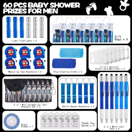 Baby Shower Prizes Set for Men - Blue 60PCS Gift Bundle for Winners
