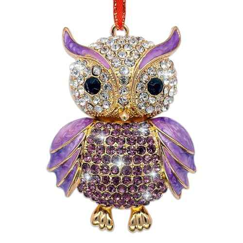 Owl Christmas Ornament 2025 Purple Owl Ornament for Christmas Tree Decorations Small Xmas Keepsake Gifts for Animals Lovers Metal Bird Gifts Keepsake for Women Girls Sister Kids
