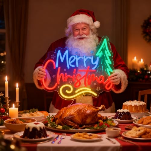 GleamNeon Green Christmas Neon Sign - Indoor LED Decor, USB Powered