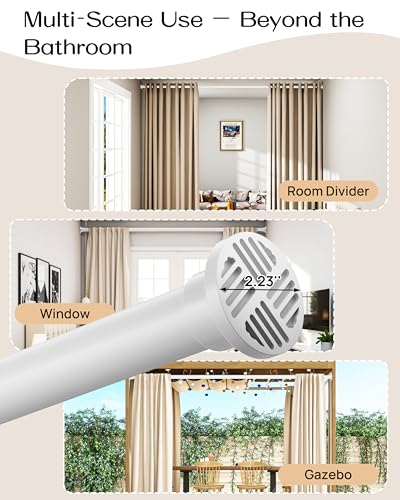 EZFurni No-Twist Tension Curtain Rod 82-123 Inches White No Drilling
