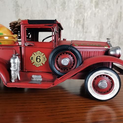 Vintage Fire Truck Model - Metal Collectible Toy 11.3 Inches Long