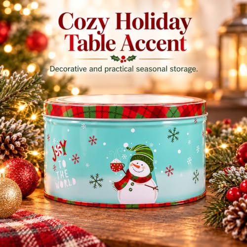 Christmas Cookie Tin with Lid – 5.3 Inch Metal Treat Box