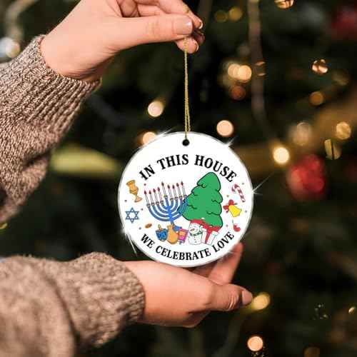Hanukkah Christmas Ornaments Christmas Chanukah in This House We Celebrate Love Acrylic Ornament Keepsake