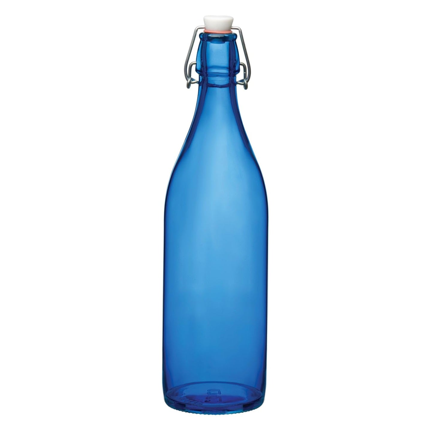Bormioli Rocco Giara Beverage Bottle with Clamp Lid, 33.75 oz - Leakproof Glass Container for Homemade Juices & Dressings - Stylish Drinkware Storage for Kitchen/Restaurant - Made in Italy (Red)
