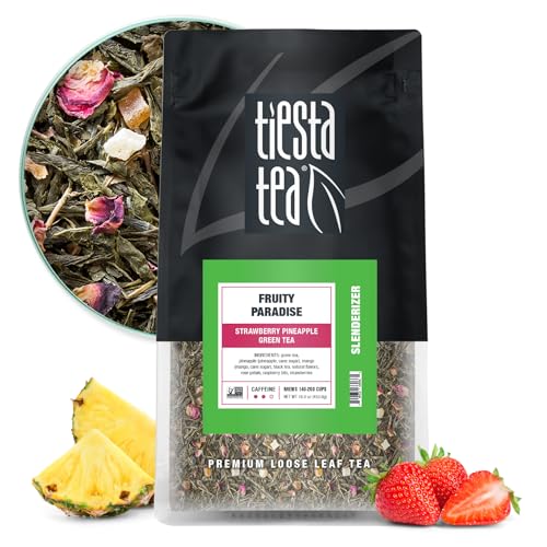 Green Tea with Strawberry & Pineapple Loose Leaf - Fruity Paradise Bulk Pouch - 200 Cups
