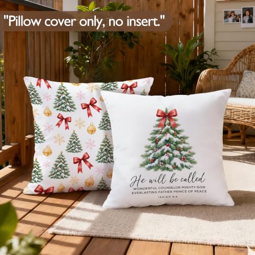 Lengues Christmas Red Bow Pillow Covers 18x18 Set of 2 Xmas-16
